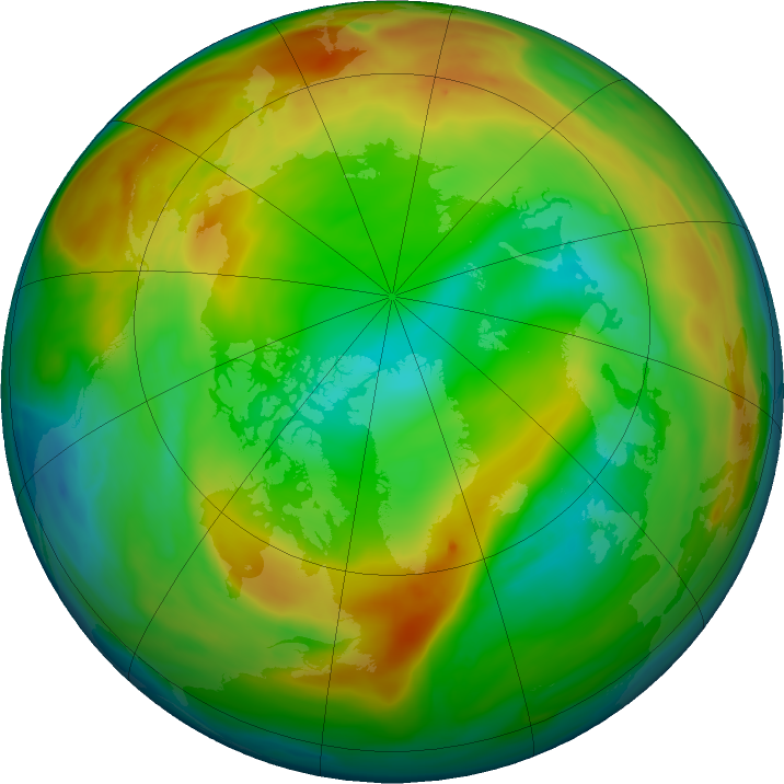 Arctic ozone map for 12 January 2022